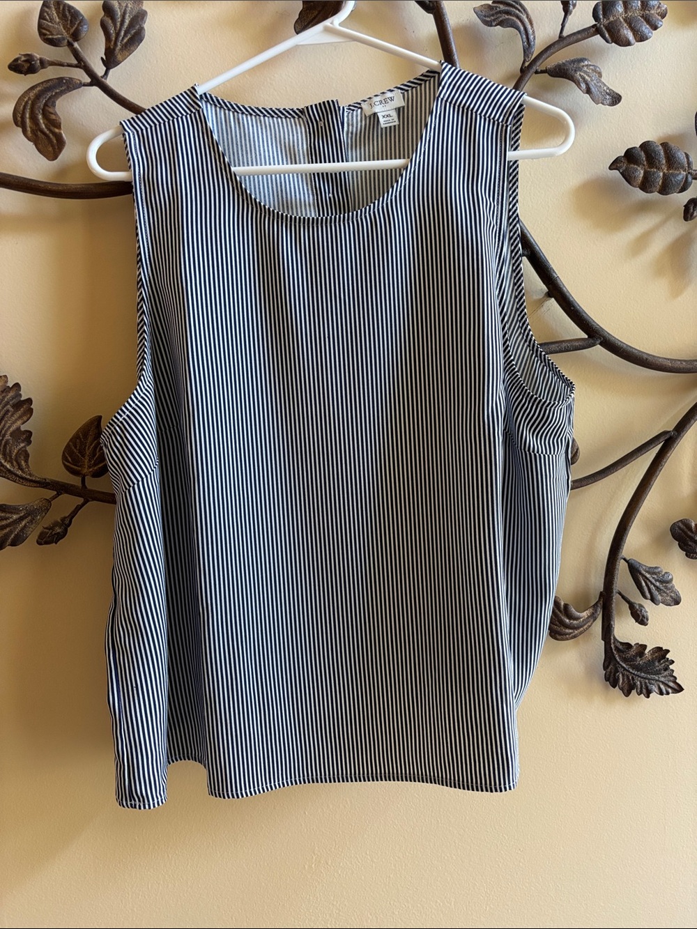 LIKE NEW J. Crew Sleeveless Button-back Shell, Navy Striped, Size XXL, Sold Out